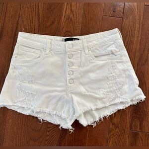 Kut from the Kloth Cream Distressed Jean Shorts